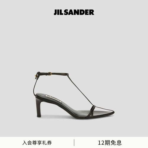 皮革高跟绑带凉鞋JILSANDER