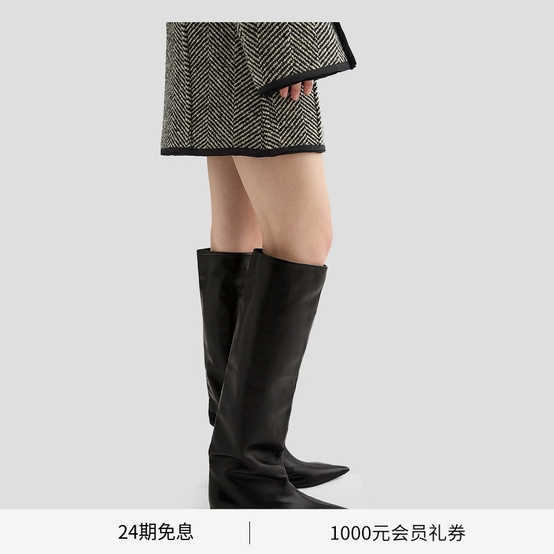 牛皮革高跟长靴JILSANDER