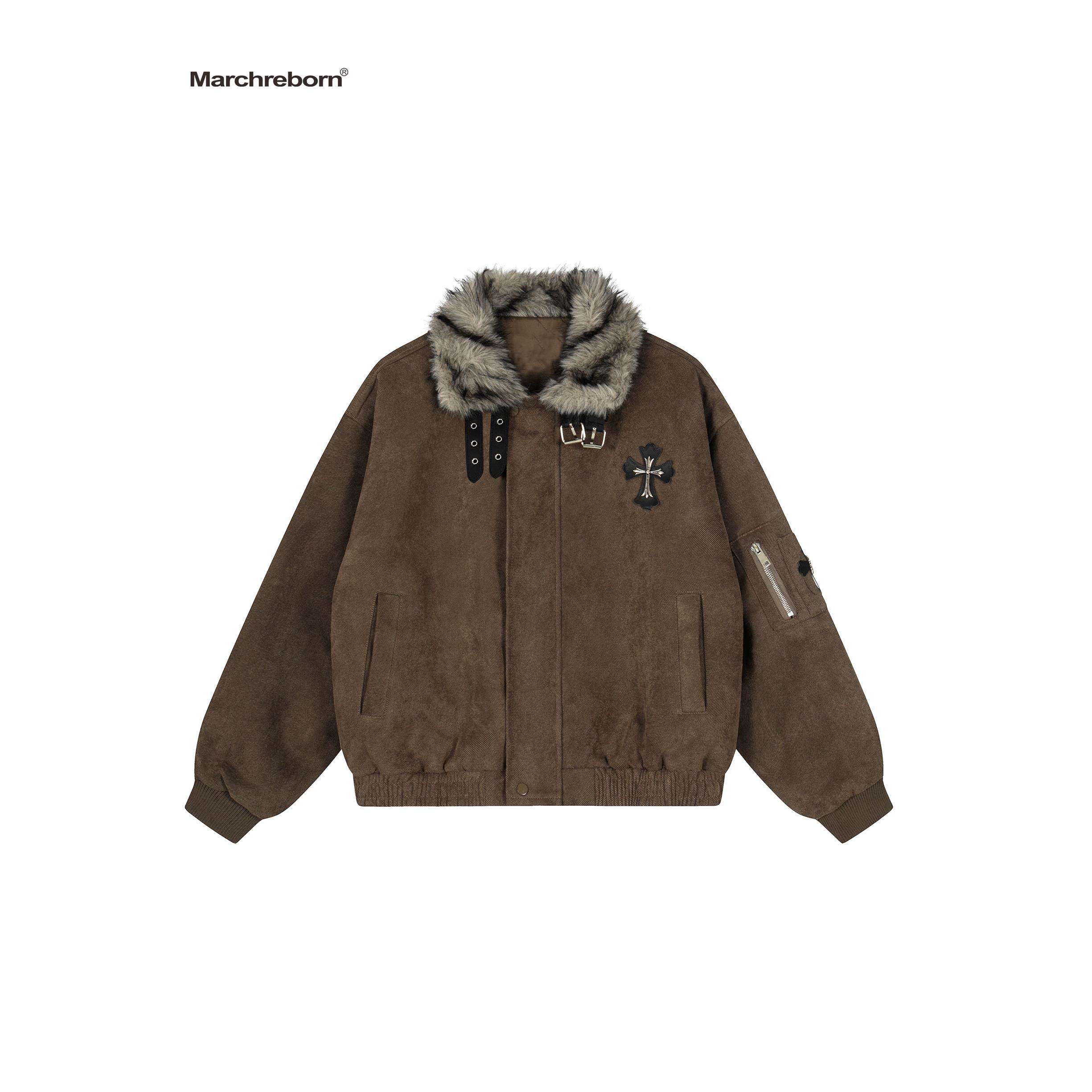 MARCH 美式覆古十字架毛领座山雕棉服外套女冬季宽松加厚加绒夹克,个性定制/设计服务/DIY,棉服工装,淘宝优惠券,粉丝福利购,淘宝优惠卷