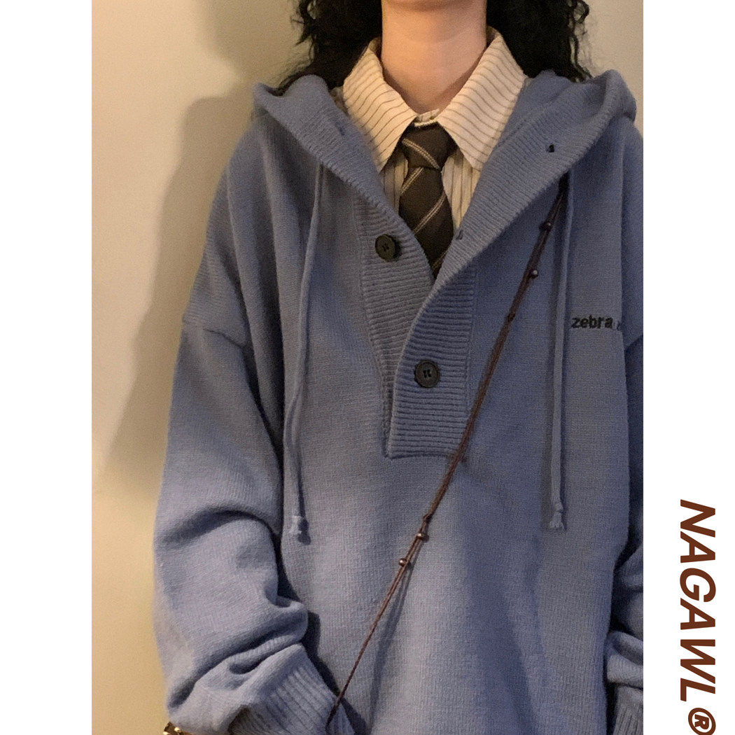 NAGA自制冬季美式复古慵懒学院风针织衫抽绳连帽套头毛衣外套女潮,个性定制/设计服务/DIY,棉服工装,淘宝优惠券,粉丝福利购,淘宝优惠卷