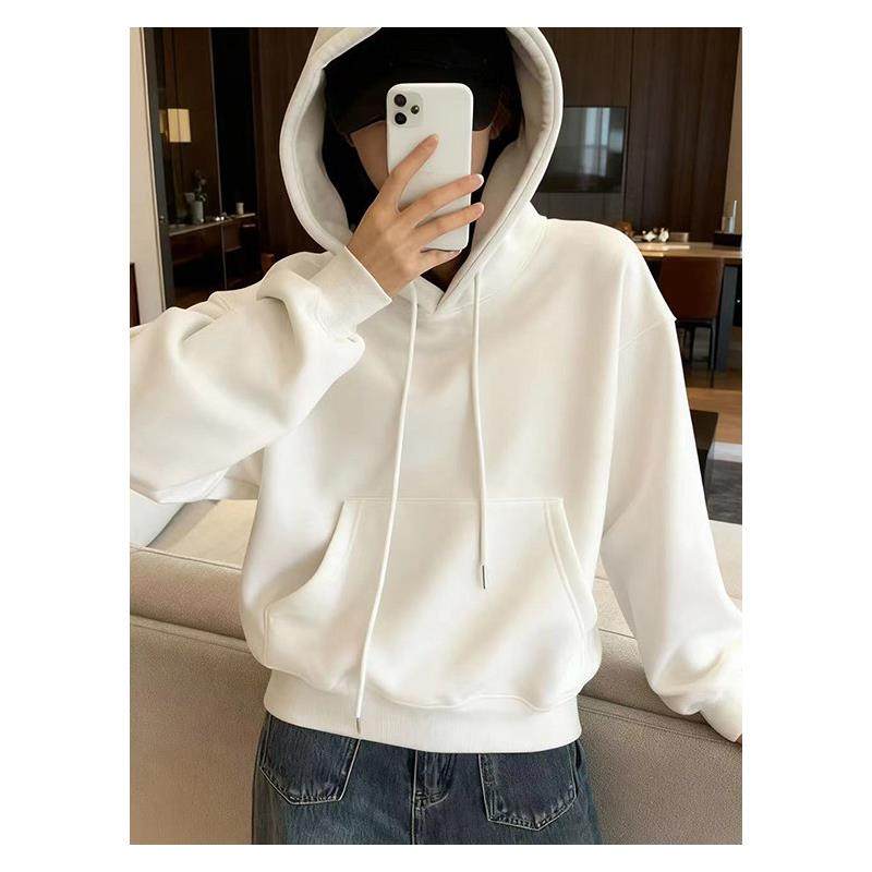 白色爆款时尚洋气小个子短款卫衣女2025新款秋冬套头连帽纯色上衣,个性定制/设计服务/DIY,棉服工装,淘宝优惠券,粉丝福利购,淘宝优惠卷