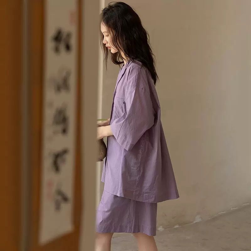 夏季新款纯棉睡衣女春夏薄款短袖短裤套装宽松大码可外穿家居服夏