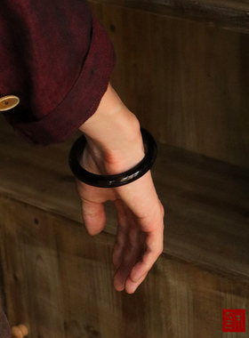 天然冰种黑曜石手镯高级感新中式