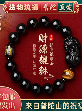天然招财貔貅黑曜石手链