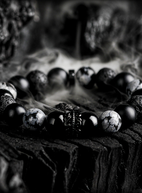 黑武士黑曜石手链男紫水晶手串