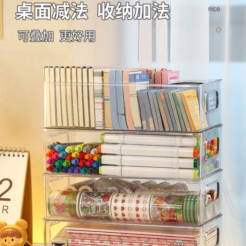 学生桌面文具收纳盒透明手帐