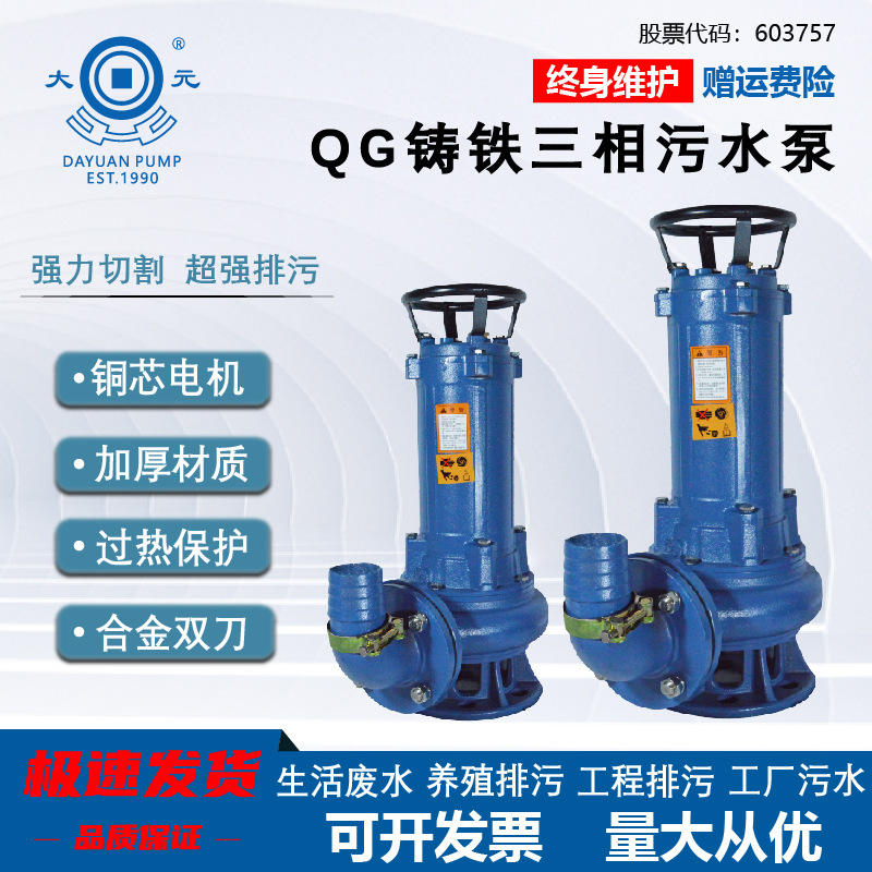 大元切割式污水泵抽粪泥浆380V三相养殖场化粪池排污泵全自动