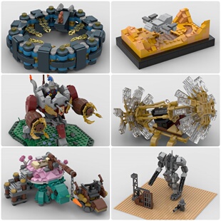 定制积木创意设计蒸汽朋克幻想时间机器移动塔台实景模型螺母入口