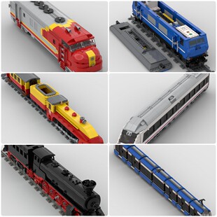 定制积木F7A内燃机车轻轨电车AlviaSerie列车重柴油列车蒸汽机车