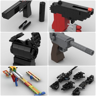 定制积木创意设计马卡洛夫手枪鲁格P08手枪Aimpoint T2红点瞄准镜