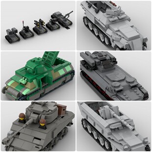 定制积木M4谢尔曼中型坦克装甲输送车短程防空导弹系统无人地面车