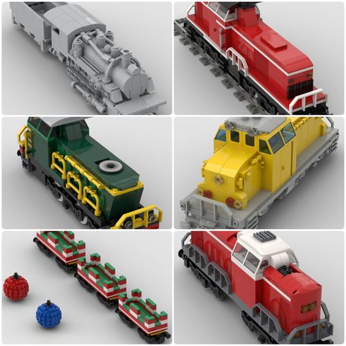 定制积木火车柴油机车DV2列车装饰轨道车FS245列车0轮式蒸汽机车