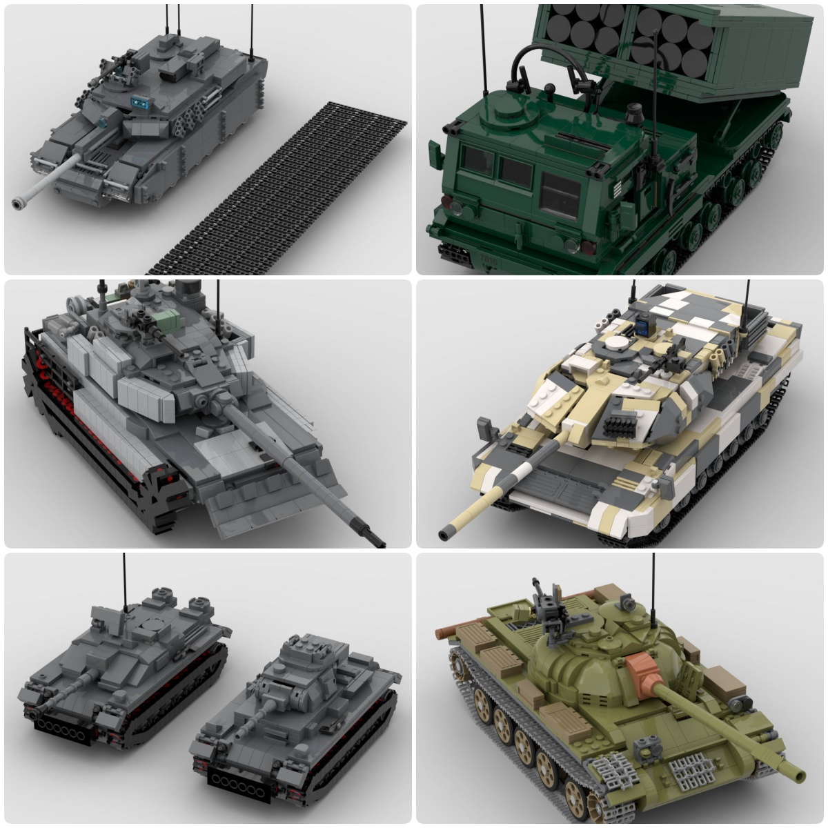 定制积木59式中型坦克豹-2A6主战坦克M270多管火箭炮系统轻型坦克