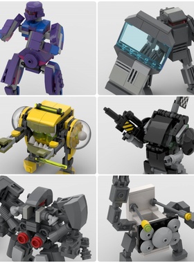 定制积木创意设计防御攻击一体机器人拳击机器人灰色机器人战斗服