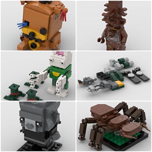 定制积木创意设计鹿角虫Solarstream变形金刚猫咪狼人黄金弗莱迪