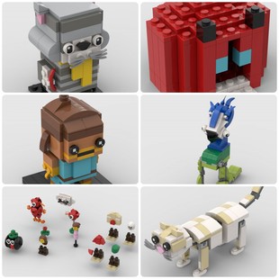 定制积木创意设计颗粒新款儿童玩具家猫宠物人仔滑稽演员月妖田鼠