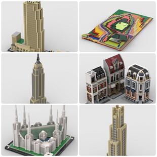 定制积木玩具匹兹堡大学洛克菲勒中心圣殿山帝国大厦干草市场神庙