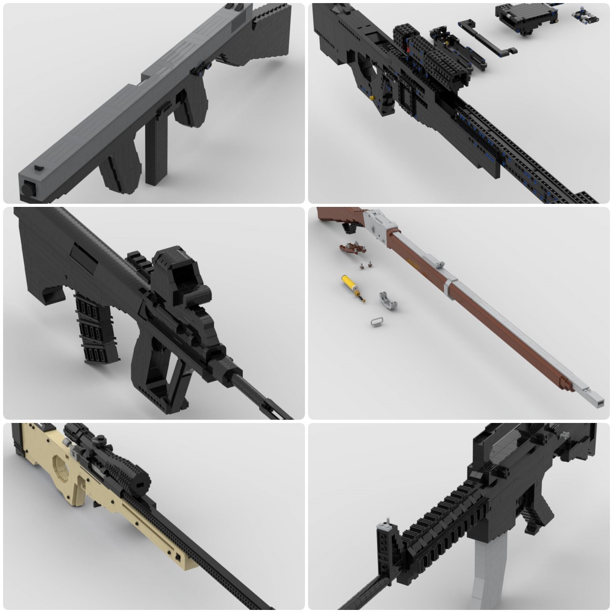 定制积木创意设计M4突击步枪AWP狙击步枪马蒂尼-亨利步枪冲锋枪