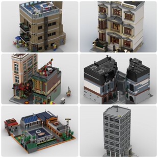 定制积木创意设计摆件新款玩具酒店办公楼村庄中餐厅建筑古典别墅