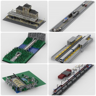 定制积木创意设计新款儿童玩具火车站轨道列车高速公路隧道地铁站