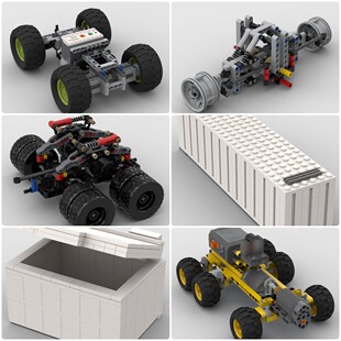 定制积木创意设计儿童玩具轨道车Shaman全地形车6x4车集装箱汽车