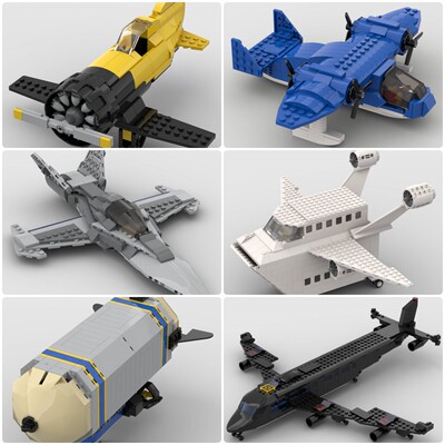 定制积木玩具吉比Gee Bee Z飞机运输飞机喷气式飞机飞艇水上飞机