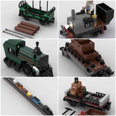 定制积木创意设计装甲货车蒸汽机货运列车平板货车货车车厢M1列车