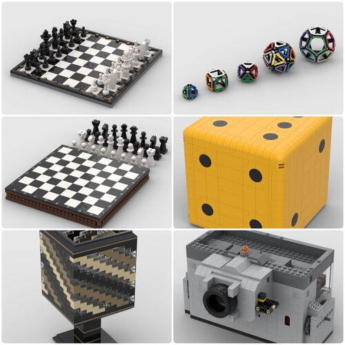 定制积木创意设计摆件新款儿童照相机灯具国际象棋骰子柏拉图实体