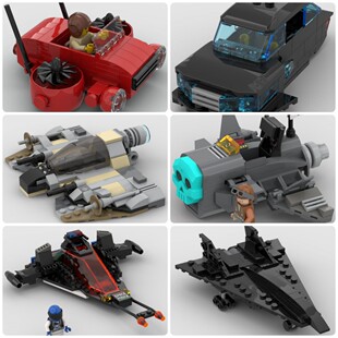 定制积木骷髅速度飞船天空摩托车星际飞船太空车警用滑翔机侦察机