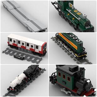 定制积木BNSF货运列车列车BR-98型蒸汽机车牛奶罐车MBTA列车火车