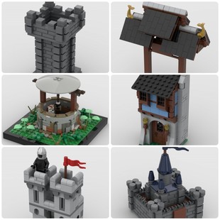 定制积木创意设计新款儿童拼装益智玩具中国牌坊村庄水井城堡建筑