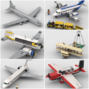 定制积木创意设计玩具莱特兄弟飞行者一号P翼螺旋桨客机通勤飞机