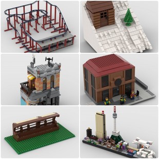 定制积木创意设计玩具疯狂的过山车服装店滑雪场首尔天际线看台