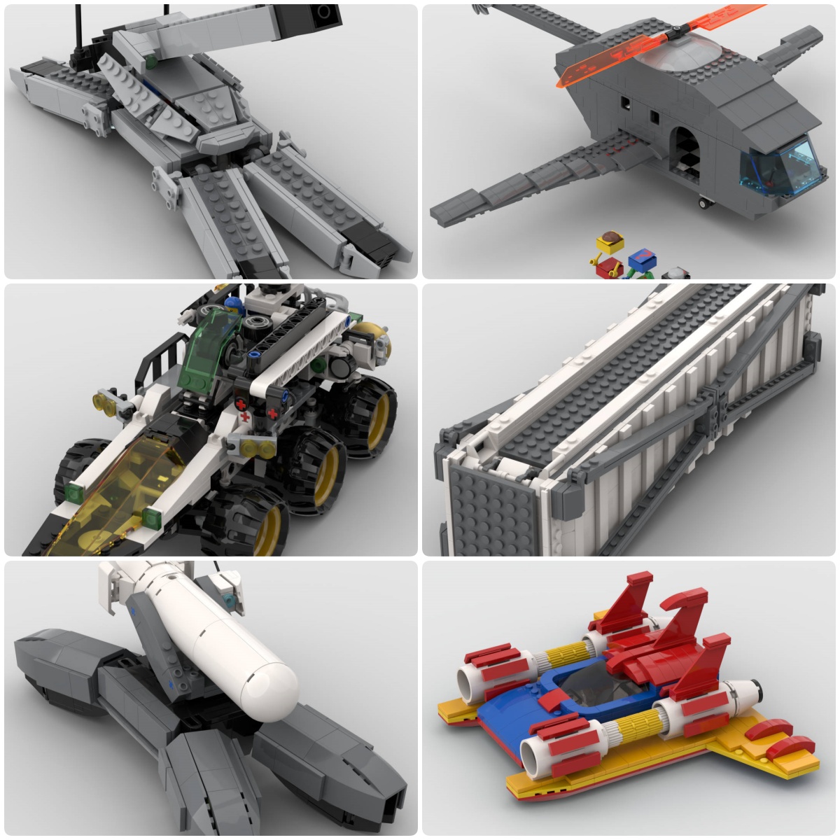 定制积木大射手飞船未来激光坦克未来太空集装箱Exfil直升机炮兵