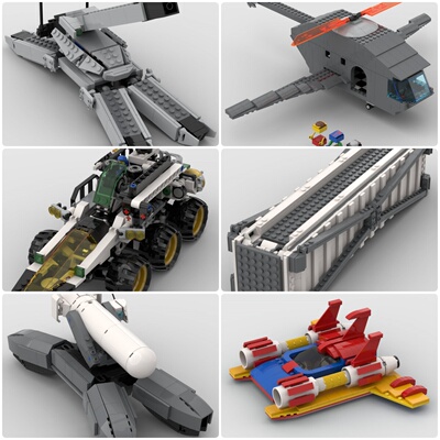 定制积木大射手飞船未来激光坦克未来太空集装箱Exfil直升机炮兵