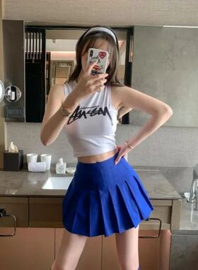 新款欧美酒吧爵士舞演出服ds舞台性感gogo秀DJ女蓝色拉拉队裙套装