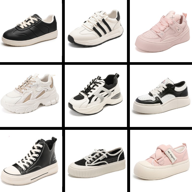 红蜻蜓春季小白鞋女2024新款爆款百搭轻便厚底阿甘鞋休闲鞋老爹鞋