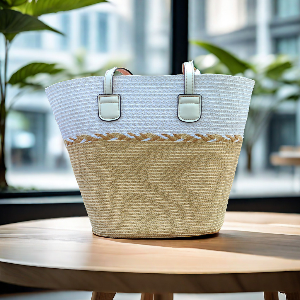 亚马逊速卖通爆款草编包新款沙滩海边出游度假风大容量单肩包帽子