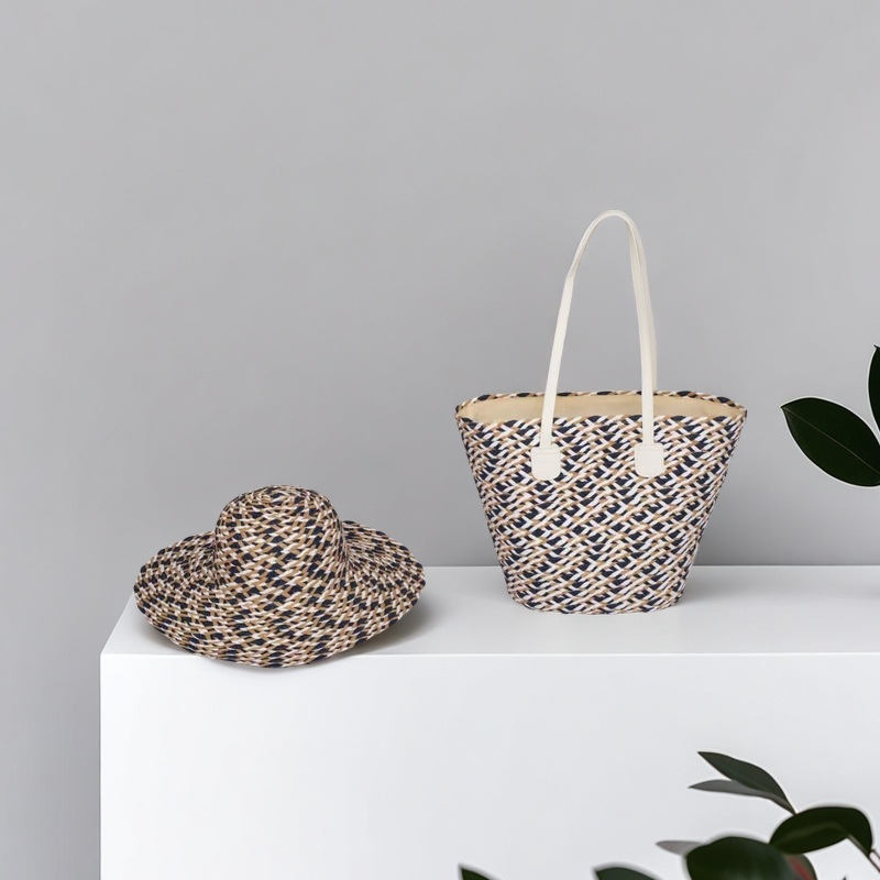 天然咸草田园风草编大檐遮阳礼帽春夏新品防晒镂空出游海边帽子潮