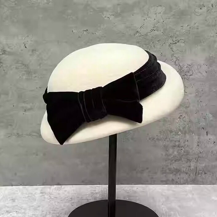 千金小姐礼帽法式复古卷边羊毛空姐贝雷帽女秋冬百搭丝绒澳毛毡帽