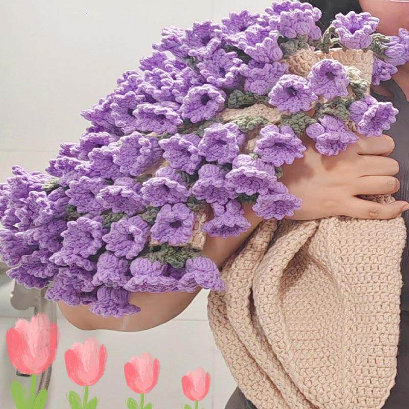 铃兰花钩织花束毛毯手工编织diy材料包花朵毯子玫瑰花勾针毛线团