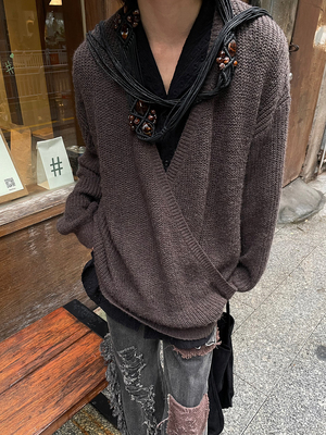 以休眠早秋垂感设计感叠穿毛衣