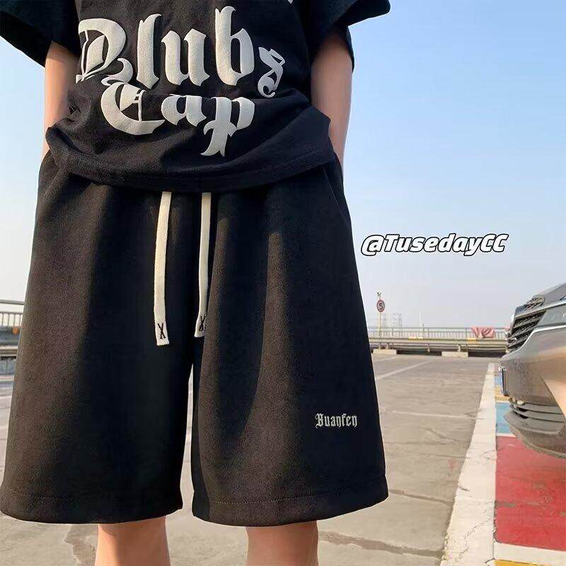 流行欧美风休闲字母印花运动短裤男夏季五分裤2026新款篮球裤潮