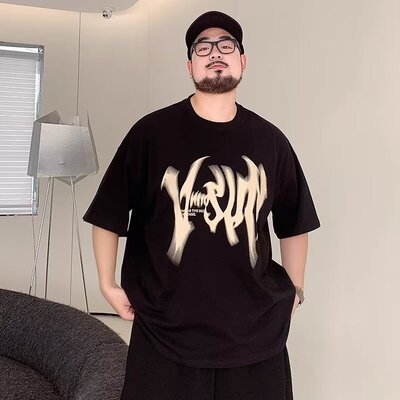 2024夏季新款美式高街字母印花宽松落肩百搭男女圆领短袖嘻哈T恤