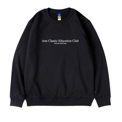 2023秋冬季美式复古圆领卫衣男士长袖潮牌小众设计感休闲无帽外套