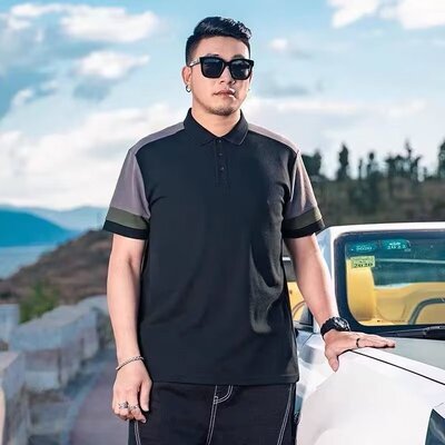 加肥加大码美式重磅纯棉宽松原宿百搭纯色青春流行慵懒POLO衫短袖