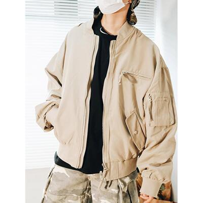 美式复古cleanfit飞行员工装夹克男女教练棒球服外套