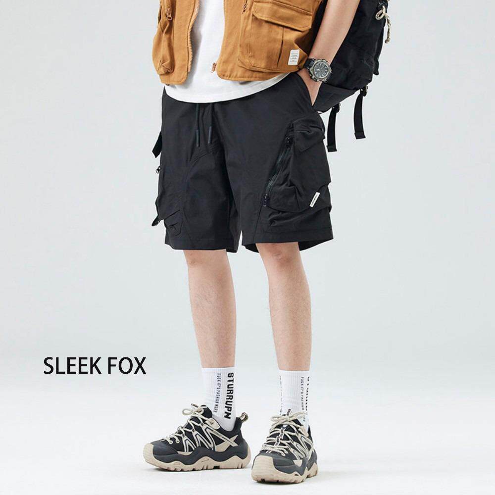 男士日常显瘦军绿色大口袋拉链五分工装短裤夏季透气舒适百搭短裤