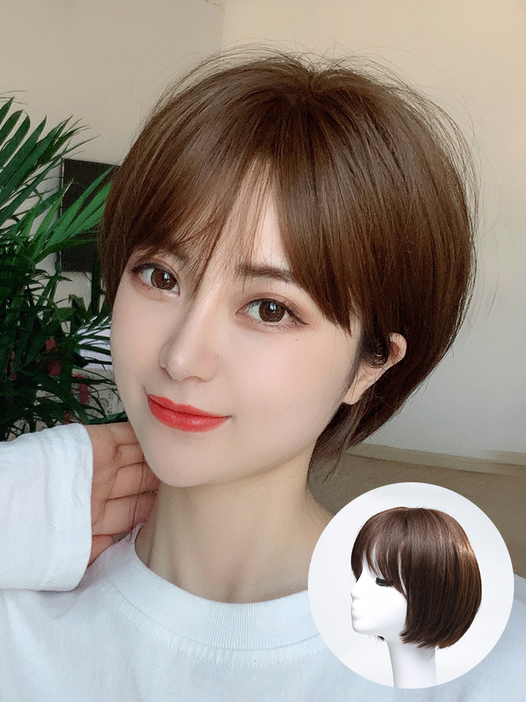 许昌假发短发女仿真帽子新款2022网红波波头真发全真人发自然减龄