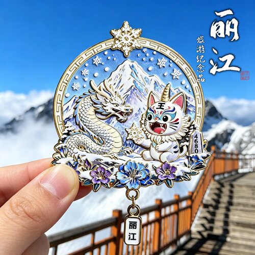 丽江文创金属冰箱贴旅游纪念品束河古镇伴手礼大理古城磁力贴景点